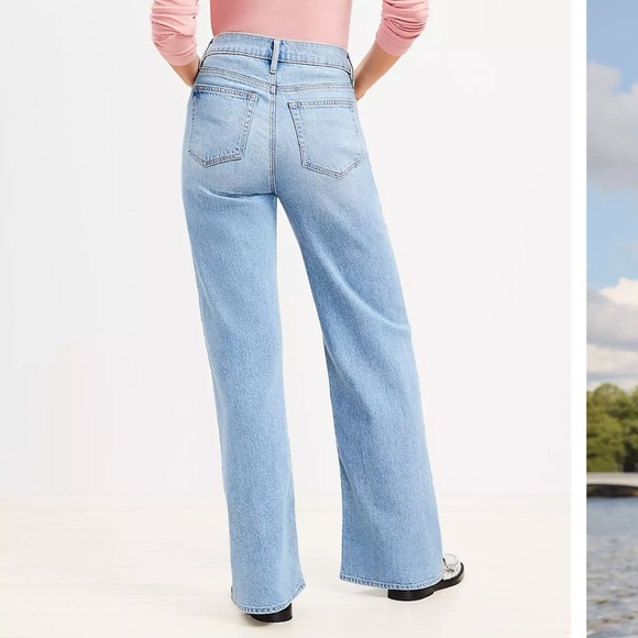 LOFT Sparkle High Rise Wide Leg Light Indigo Wash Jeans 4P NEW! - Picture 3 of 7